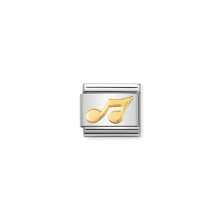 Niche Jewellery stainless steel charm with an 18k gold music note design. Compatible with Nomination bracelets.