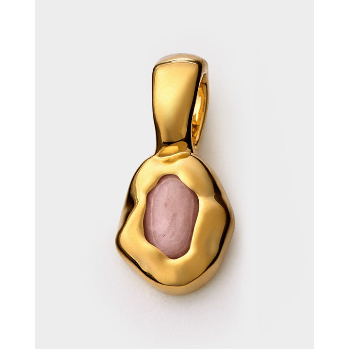Niche Jewellery Katie Loxton gold waterproof pendant featuring a soft pink October birthstone in a molten setting.