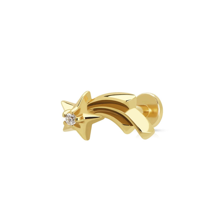 Niche Jewellery Scream Pretty gold-plated shooting star helix earring with a sparkling stone and comfortable flat back design.