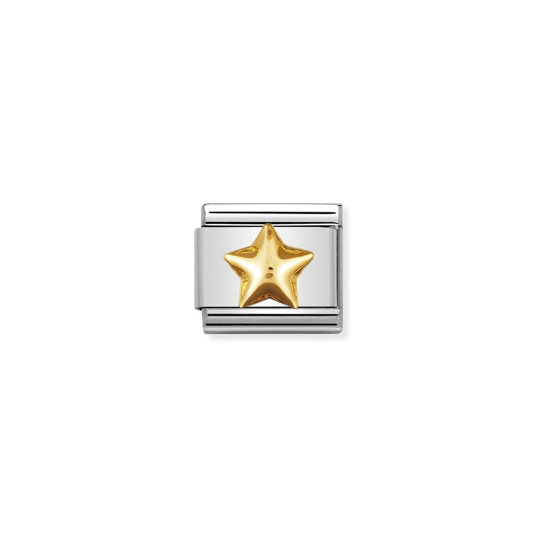 Niche Jewellery stainless steel charm with a raised 18k yellow gold star.