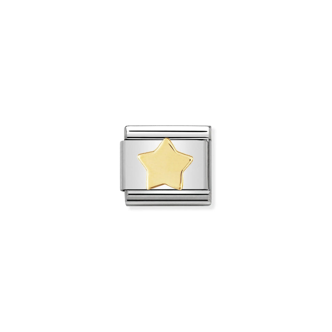 Niche Jewellery Nomination gold flat star charm in stainless steel and 18k gold for classic composable bracelets