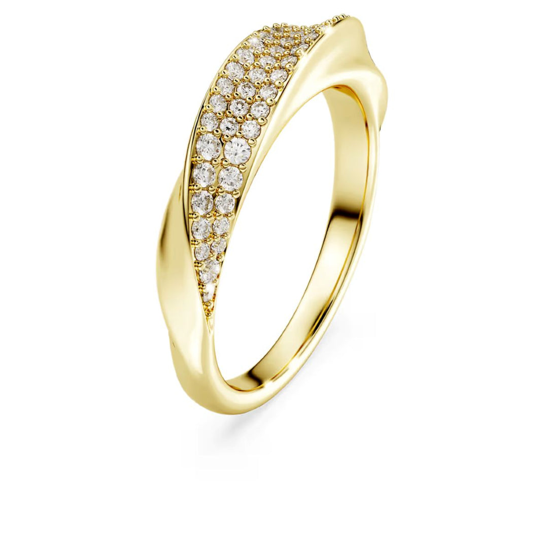 Niche Jewellery Swarovski Classica gold-plated sterling silver band ring with round-cut white stones