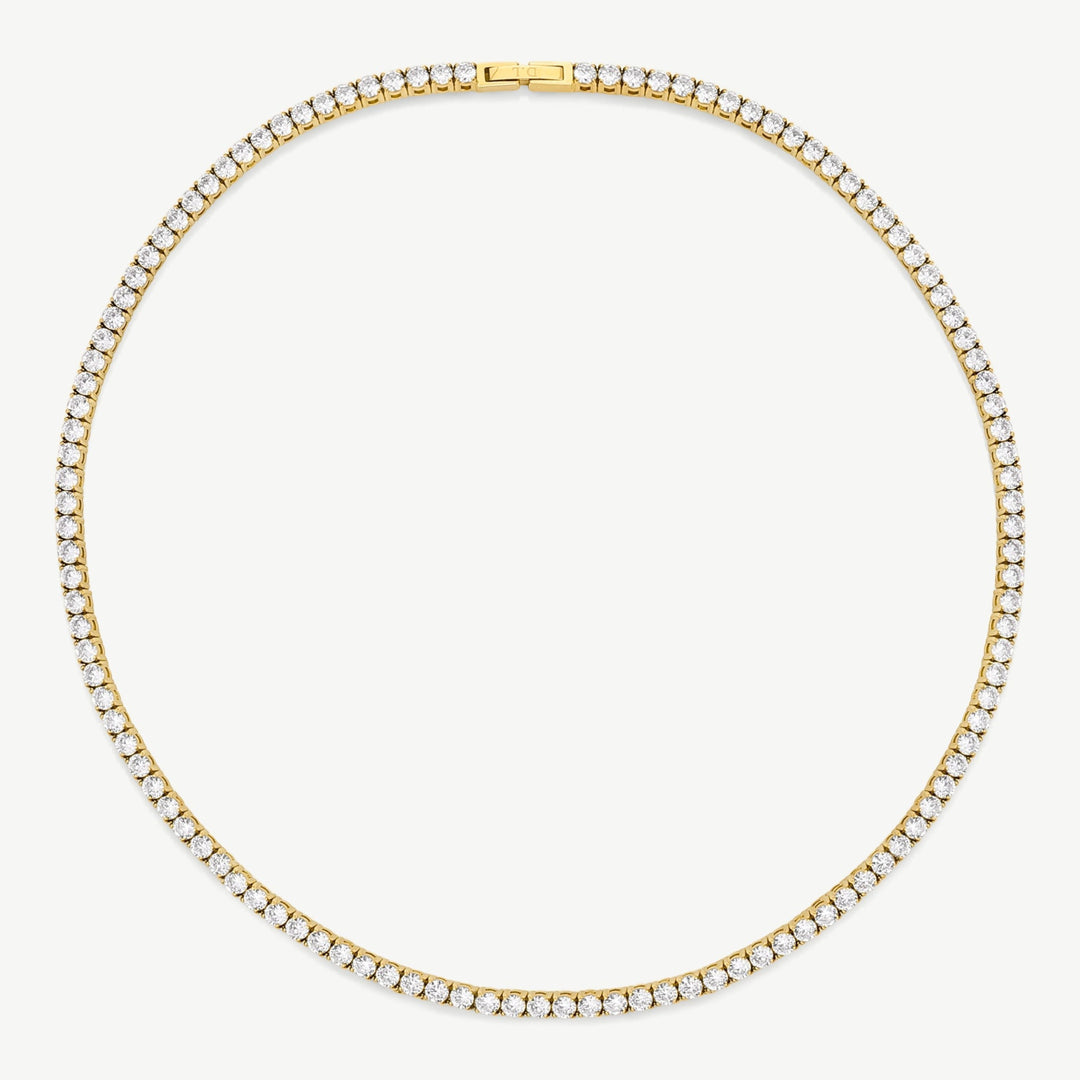 Niche Jewellery gold tennis necklace with cubic zirconia stones, perfect for everyday wear.