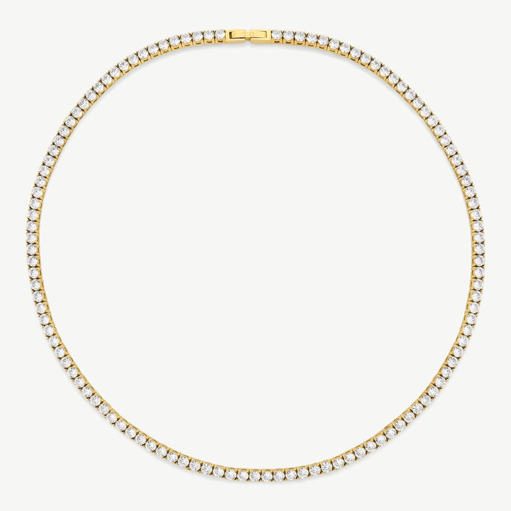 Niche Jewellery gold tennis necklace with cubic zirconia stones, perfect for everyday wear.