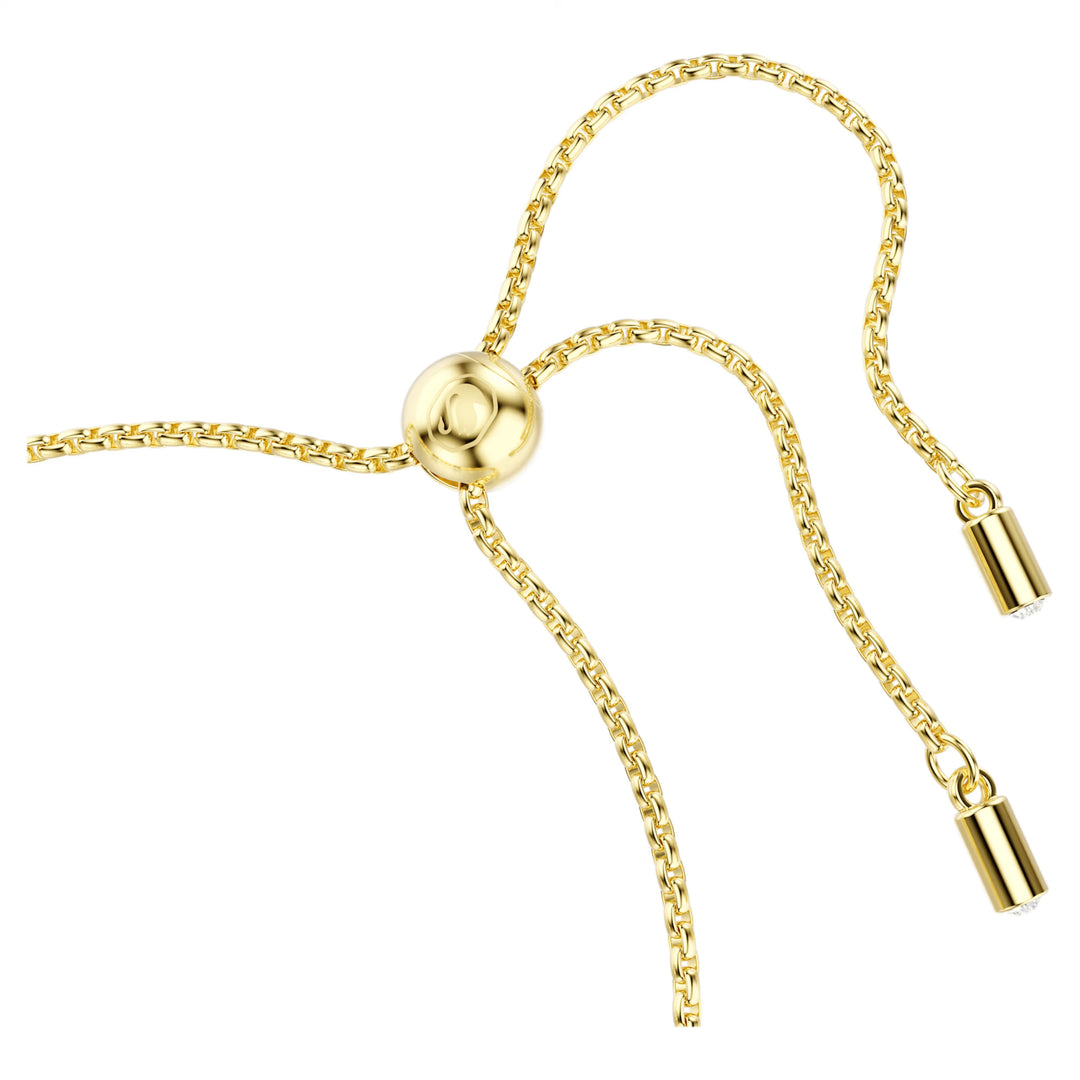 Niche Jewellery Swarovski Imber tennis bracelet featuring a gold-tone chain with a sliding adjustable closure.