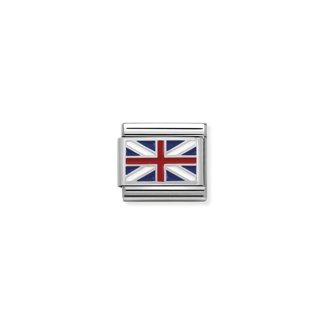 Niche Jewellery Nomination Great Britain flag charm in sterling silver and enamel for classic composable bracelets.