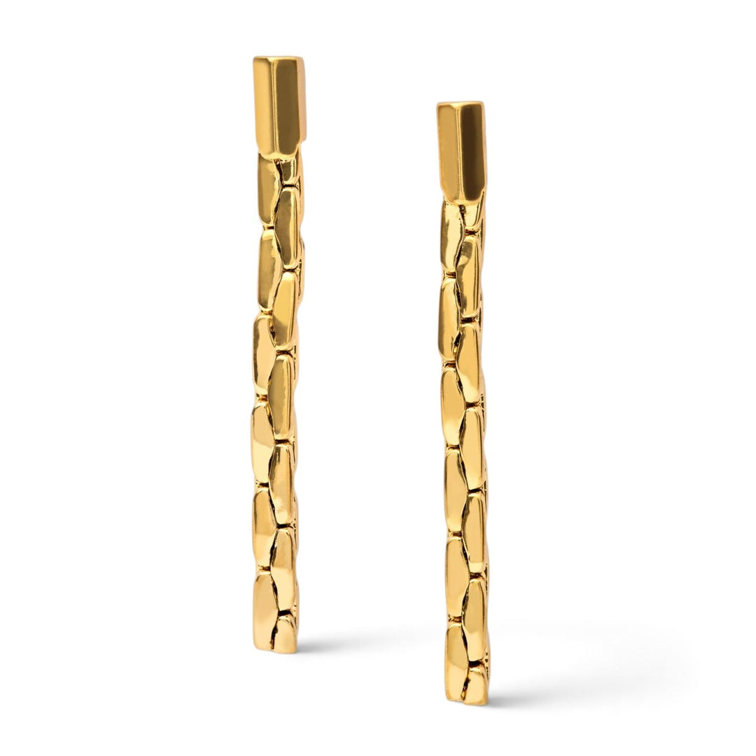 Niche Jewellery Katie Loxton Harlequin gold-tone drop stud earrings with a textured diamond-check pattern