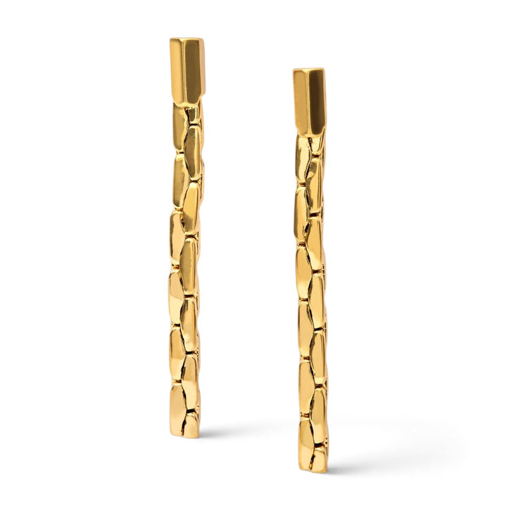 Niche Jewellery Katie Loxton Harlequin gold-tone drop stud earrings with a textured diamond-check pattern