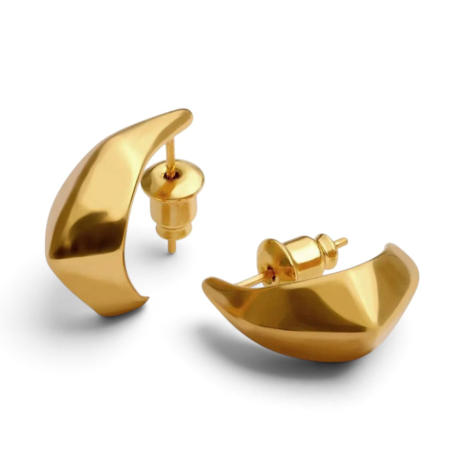 Niche Jewellery Katie Loxton Harlequin waterproof gold-tone hoop earrings with a unique diamond-check design.