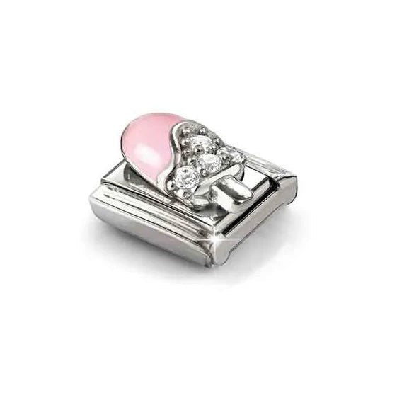 Niche Jewellery Nomination ice cream charm in silver with pink enamel and sparkling cubic zirconia stones.