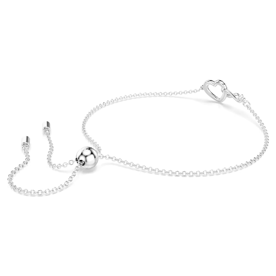 Niche Jewellery Swarovski Infinity Heart bracelet in rhodium-plated silver with adjustable slider clasp