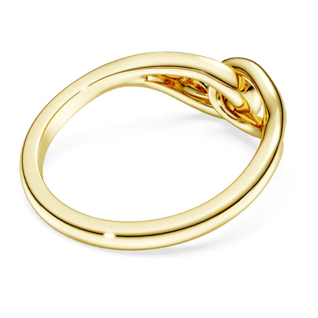 Niche Jewellery Swarovski Classica interlocking ring in 18k gold finish over sterling silver with round-cut stones.