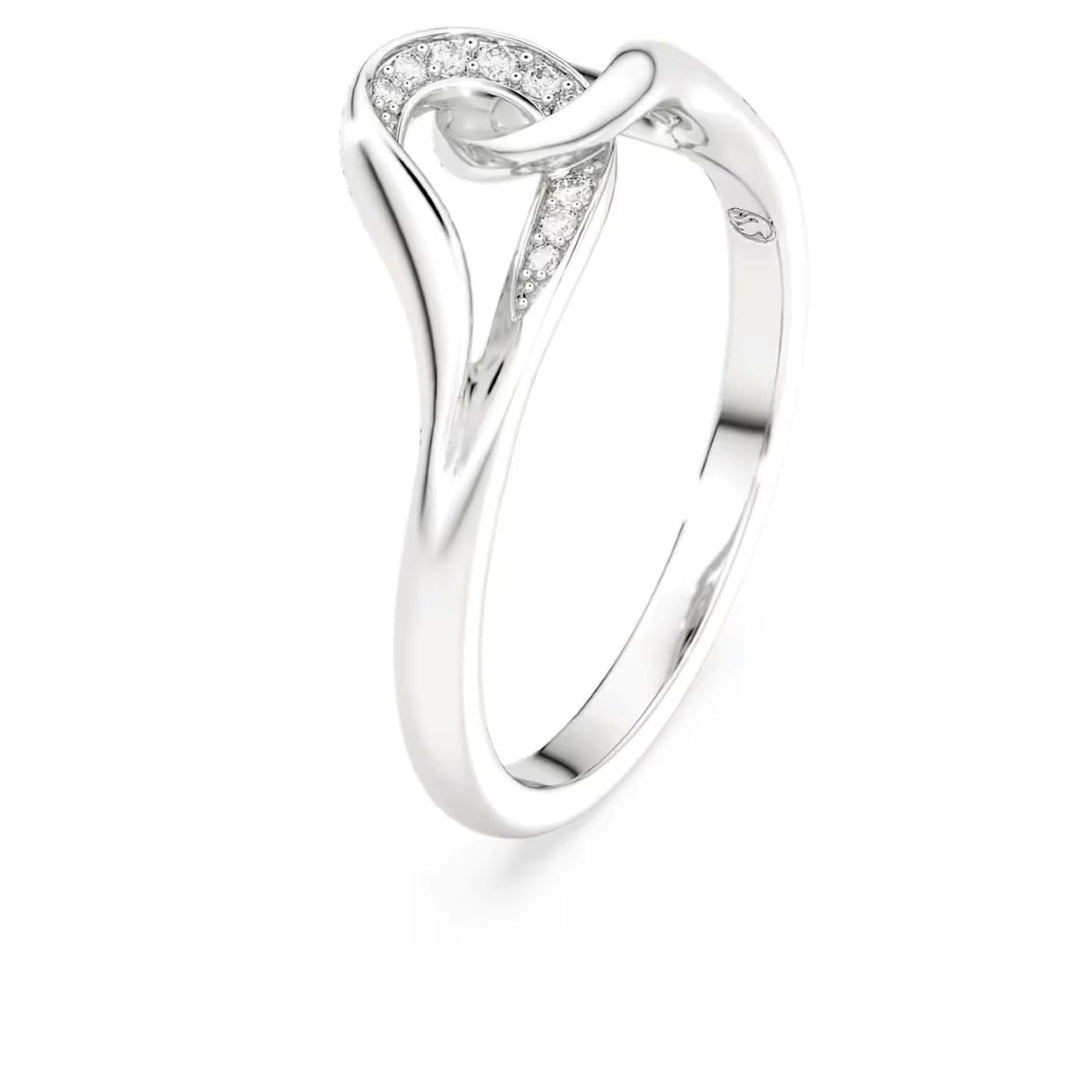 Niche Jewellery Swarovski Classica interlocking ring in white sterling silver with round-cut white stones.
