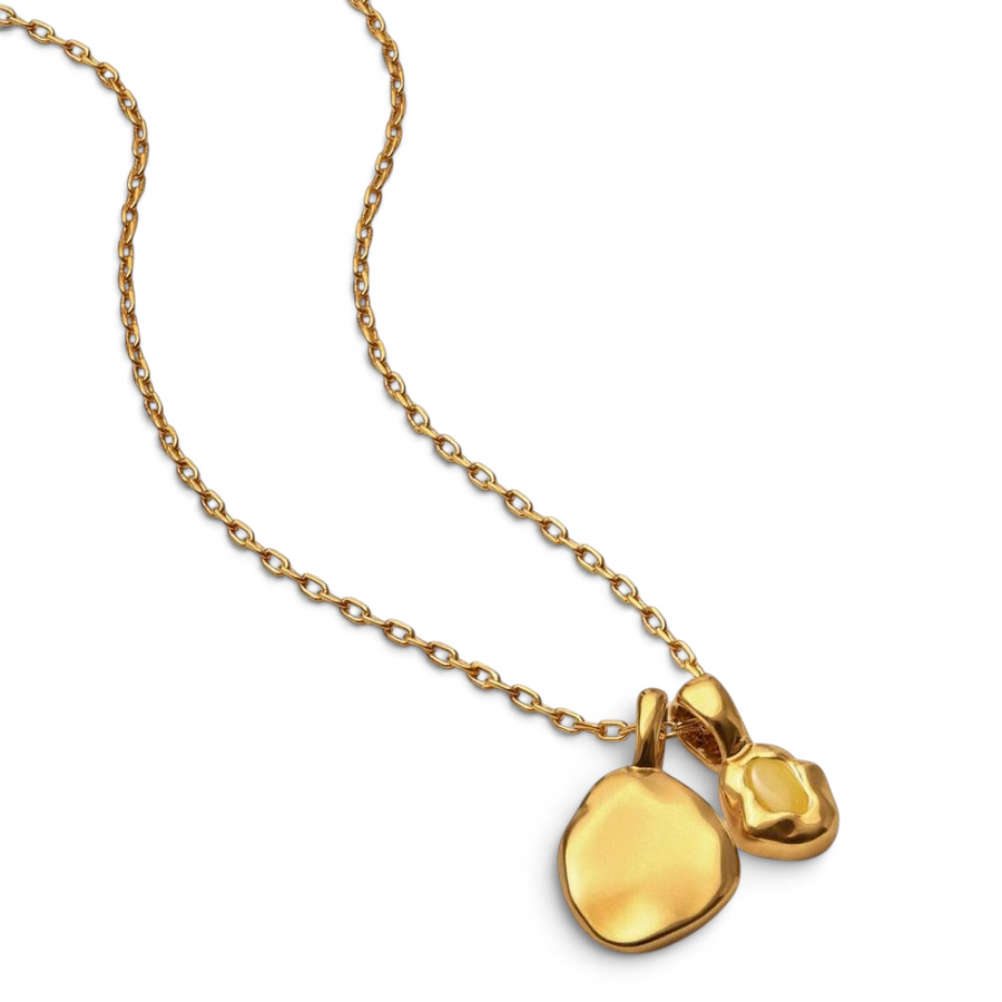Niche Jewellery Katie Loxton November gold waterproof necklace with a delicate chain and two organic pendant charms.