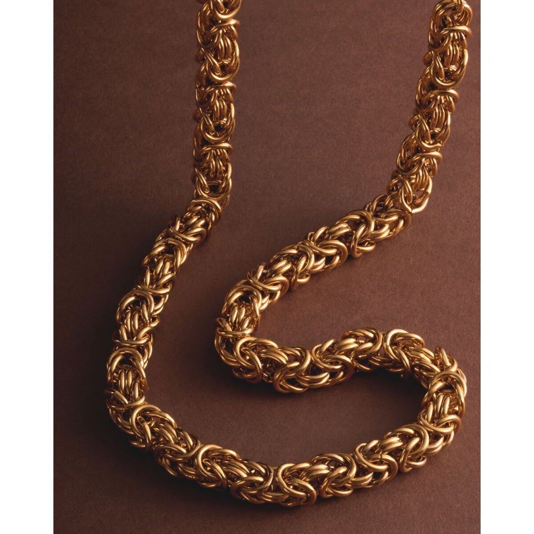 Niche Jewellery Katie Loxton Heritage chunky gold-tone Byzantine chain necklace with a textured woven link design.