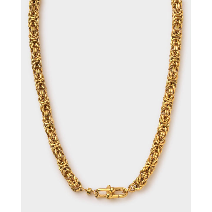 Niche Jewellery Katie Loxton Heritage chunky gold Byzantine chain necklace with a textured woven link design.