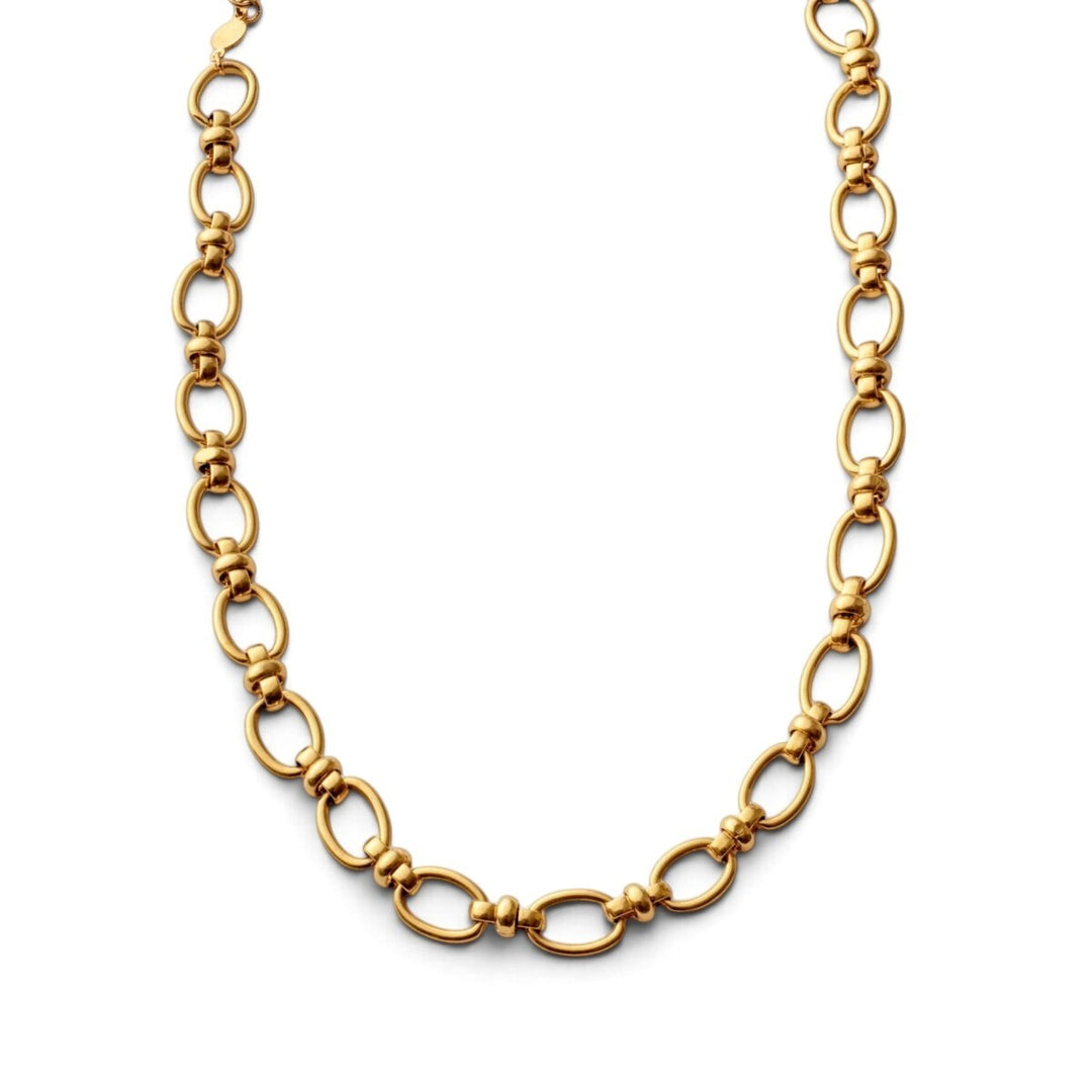 Niche Jewellery Katie Loxton Empire waterproof gold-tone chain necklace with sturdy oval links on a white background.