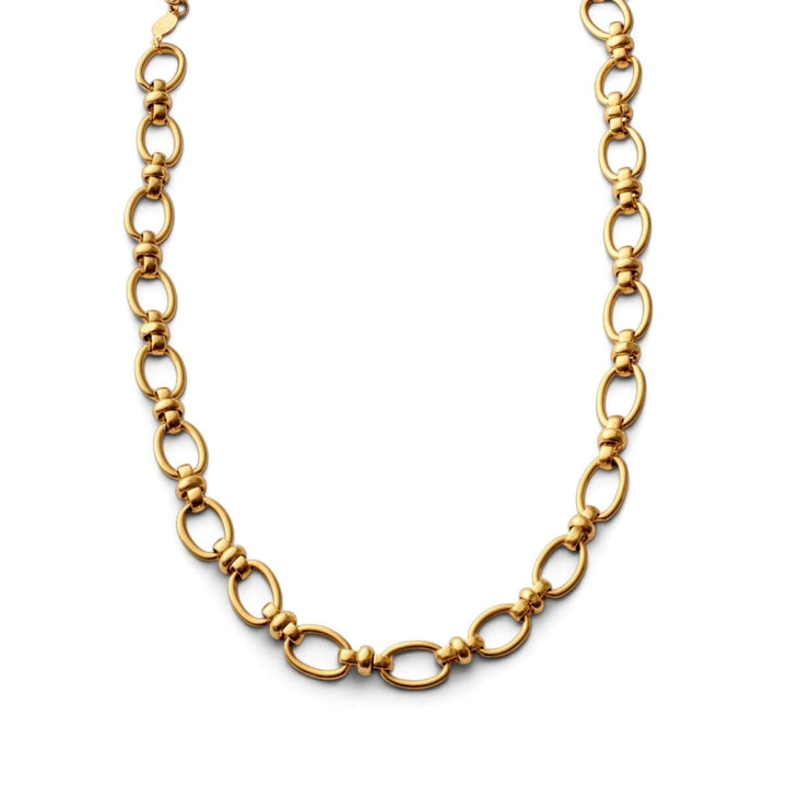 Niche Jewellery Katie Loxton Empire waterproof gold-tone chain necklace with sturdy oval links on a white background.