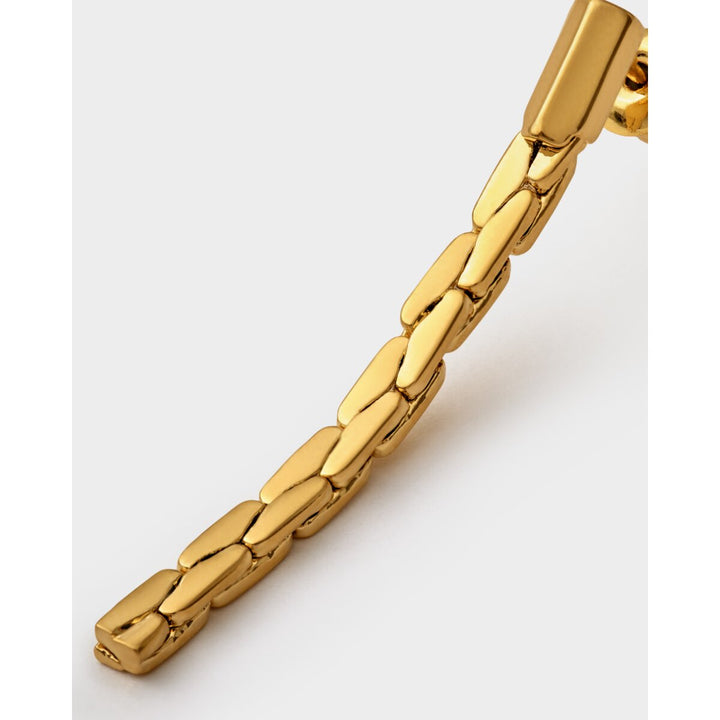 Niche Jewellery Katie Loxton Harlequin gold drop stud earrings featuring a diamond-check pattern link design.