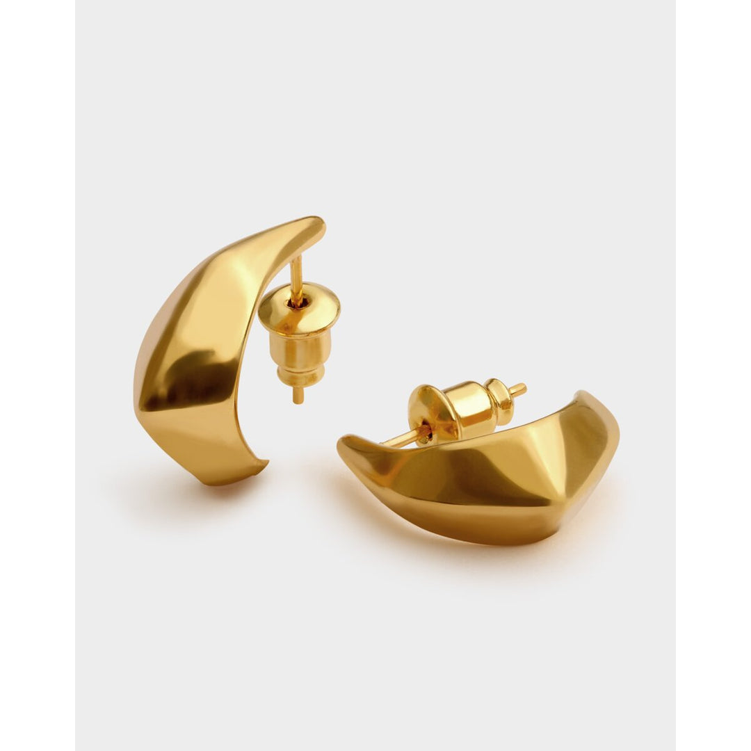 Niche Jewellery Katie Loxton Harlequin waterproof gold-tone hoop earrings with a unique diamond-check textured finish.