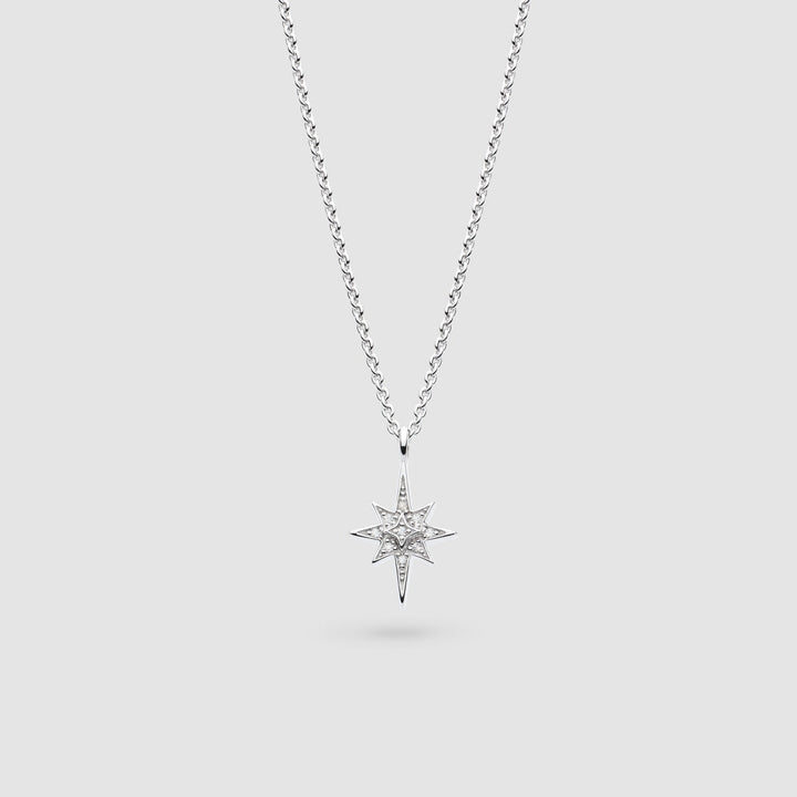 Niche Jewellery Kit Heath Celeste North Star petite silver necklace with sparkling cubic zirconia pendant