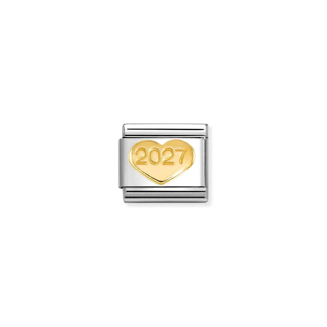 Niche Jewellery Nomination 2027 heart charm in stainless steel and 18k gold for a classic bracelet