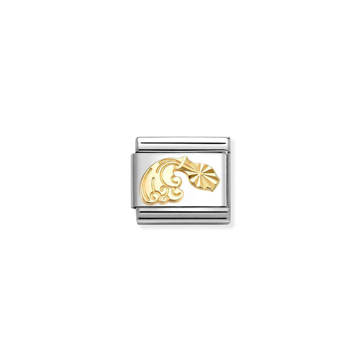 Niche Jewellery Nomination Aquarius zodiac charm in stainless steel with an 18k gold fluted bezel design.