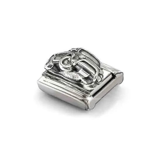 Niche Jewellery Nomination stainless steel car charm with an oxidised silver finish for classic link bracelets.
