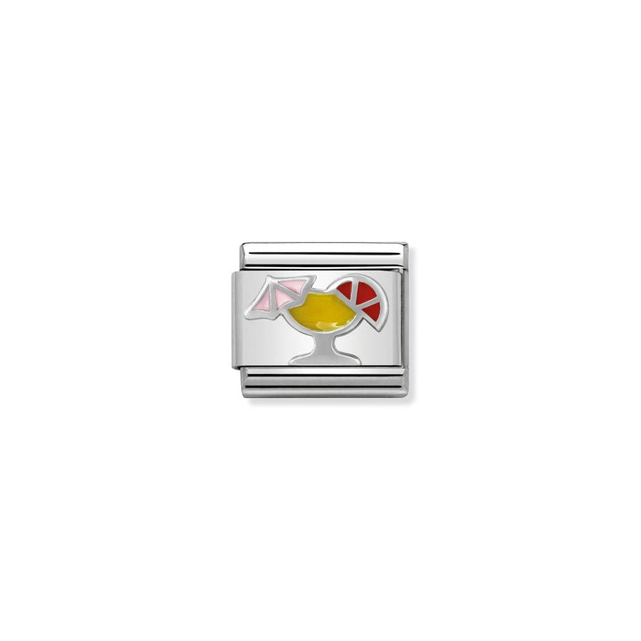 Niche Jewellery Nomination silver cocktail charm with colourful enamel detail on stainless steel and sterling silver.