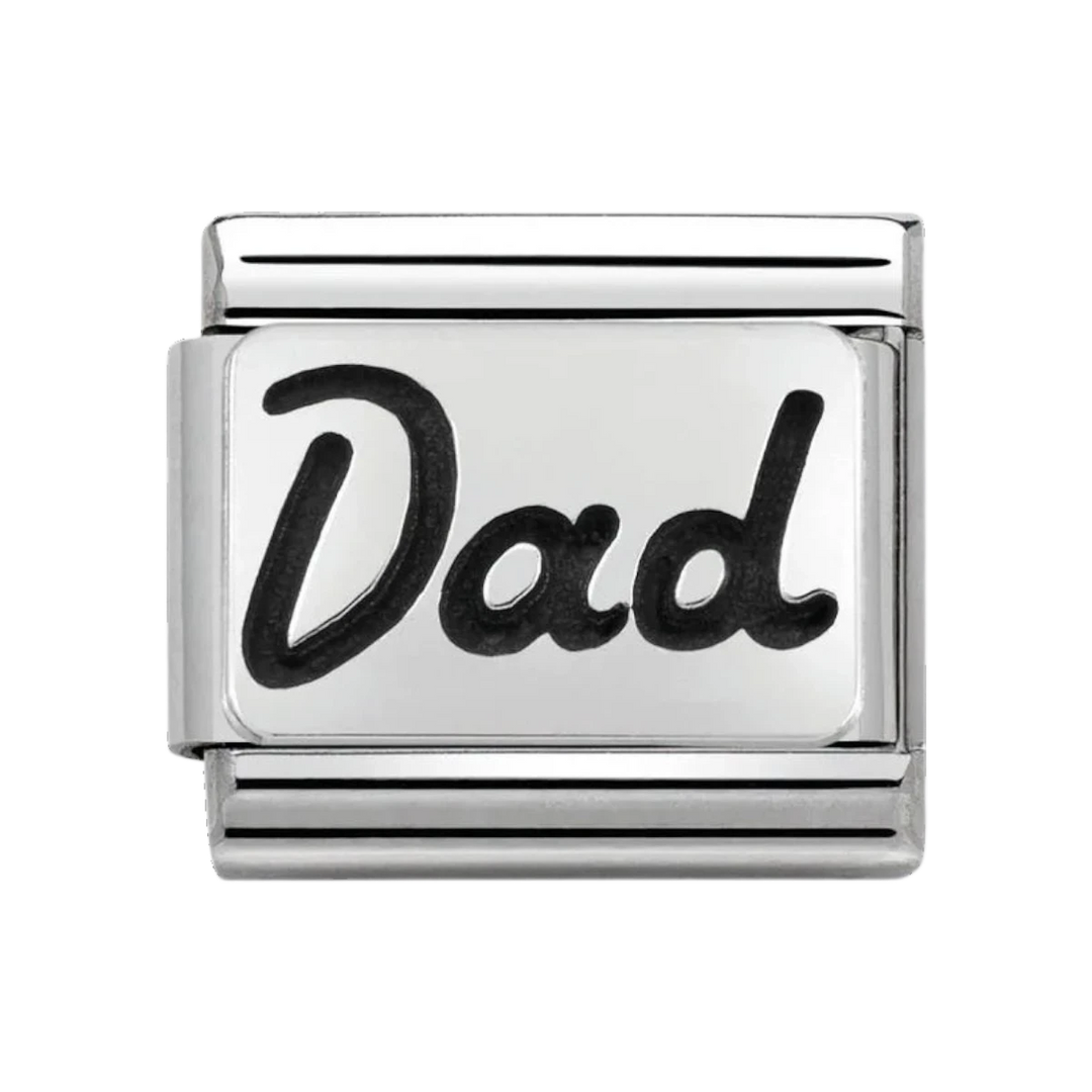 Niche Jewellery Nomination Composable Classic stainless steel charm with oxidised silver Dad lettering