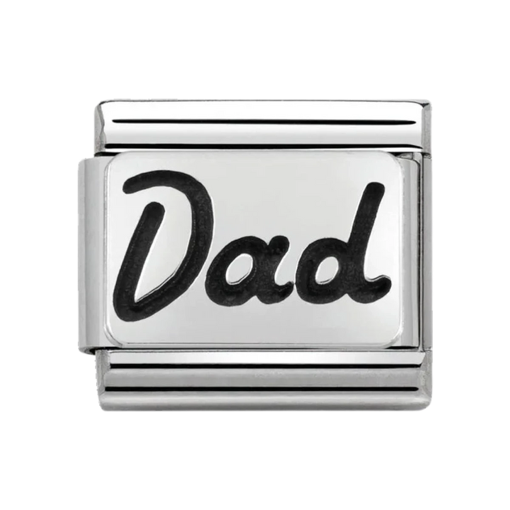 Niche Jewellery Nomination Composable Classic stainless steel charm with oxidised silver Dad lettering