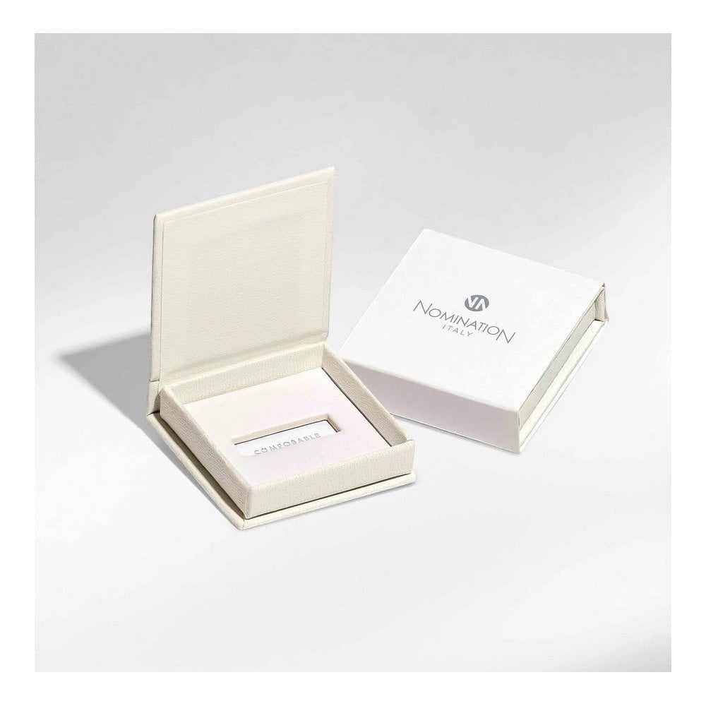 Niche Jewellery Nomination graduation charm in 18k gold and black enamel presented in a branded gift box