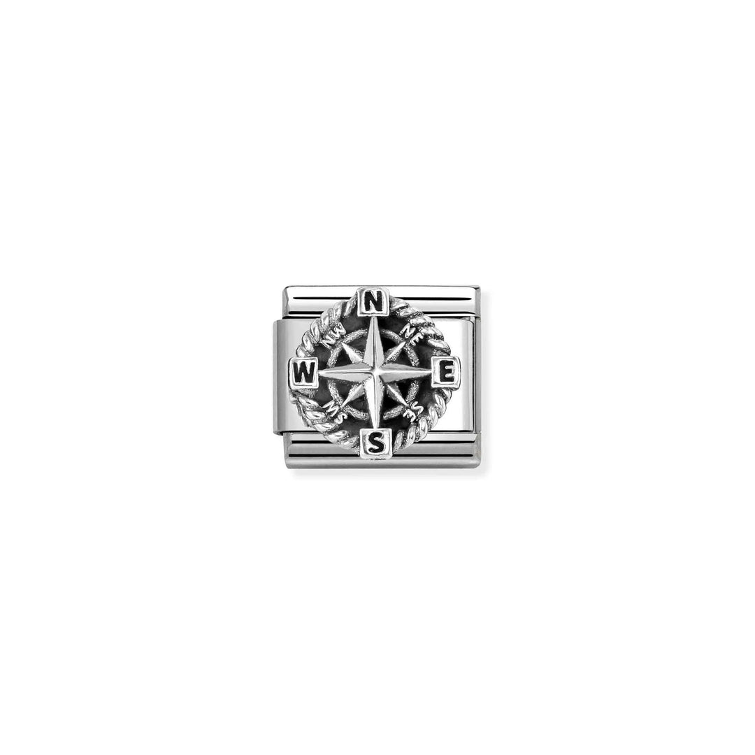 Niche Jewellery Nomination silver oxidised stainless steel compass charm for classic composable bracelets