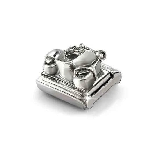 Niche Jewellery Nomination silver oxidised scooter charm for classic composable bracelets in stainless steel.
