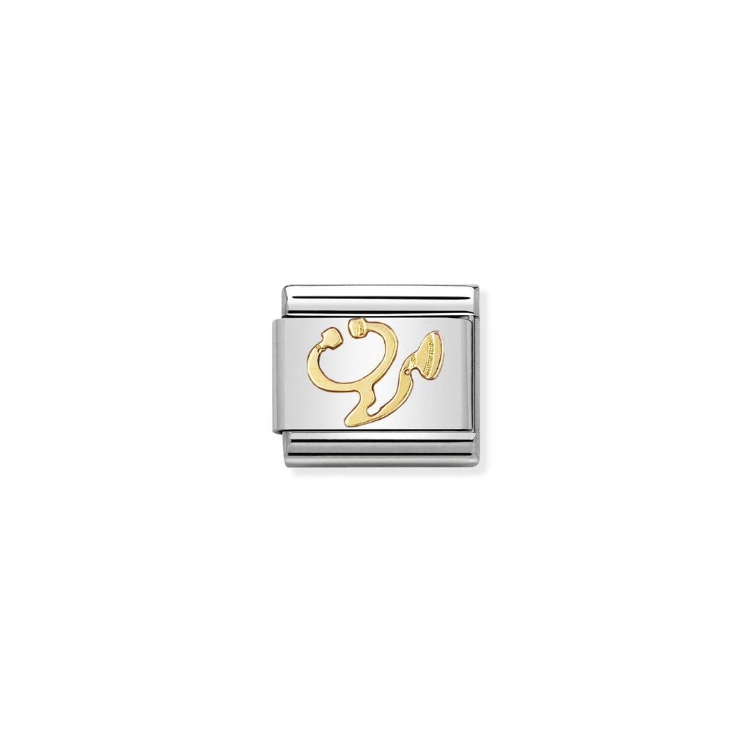 Niche Jewellery Nomination Classic stethoscope charm in stainless steel with 18k gold detailing.