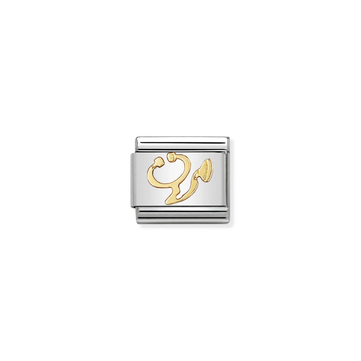Niche Jewellery Nomination Classic stethoscope charm in stainless steel with 18k gold detailing.