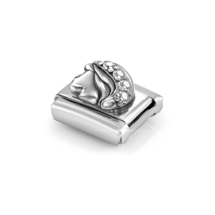 Niche Jewellery Nomination Virgo zodiac charm in sterling silver and stainless steel with cubic zirconia accents.