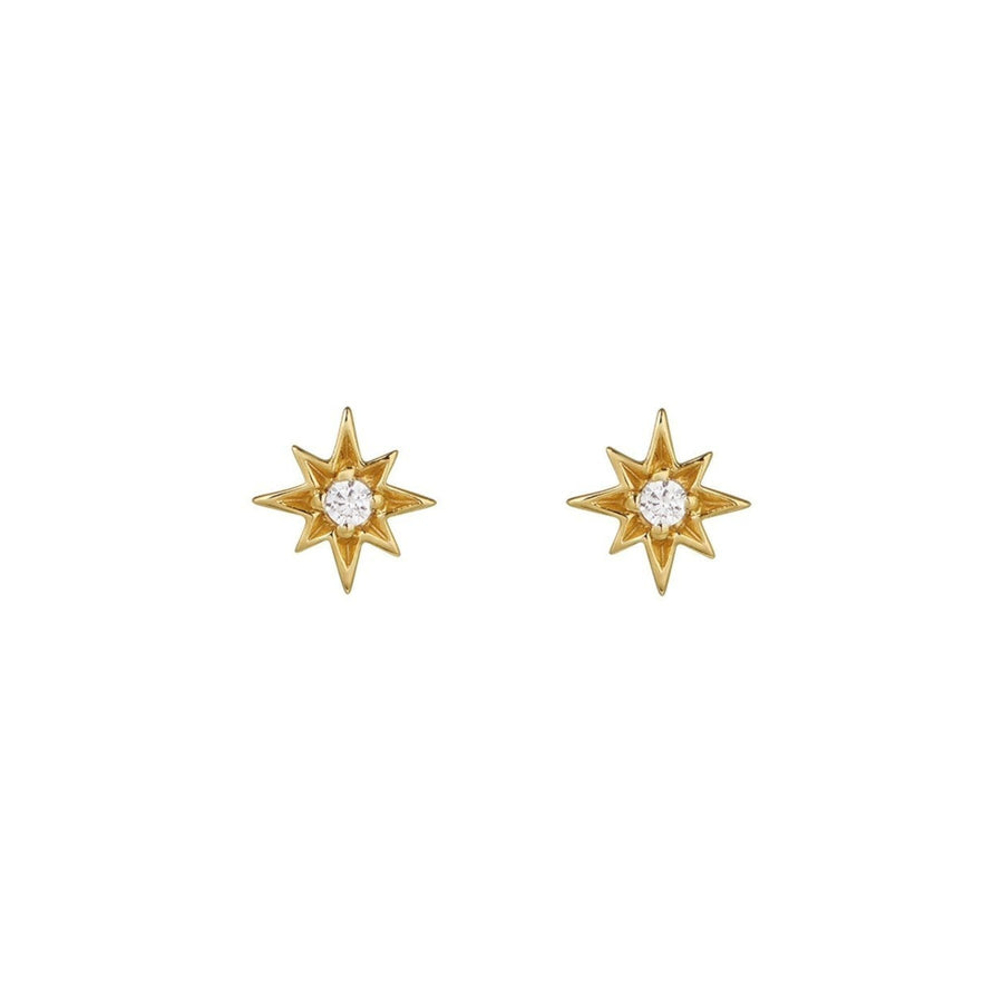 Niche Jewellery Amelia Scott Ziggy Mini North Star Gold Stud Earrings with clear cubic zirconia.