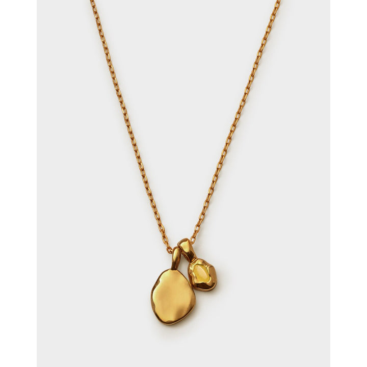 Niche Jewellery Katie Loxton November gold waterproof necklace with two organic-shaped pendants on a fine chain.