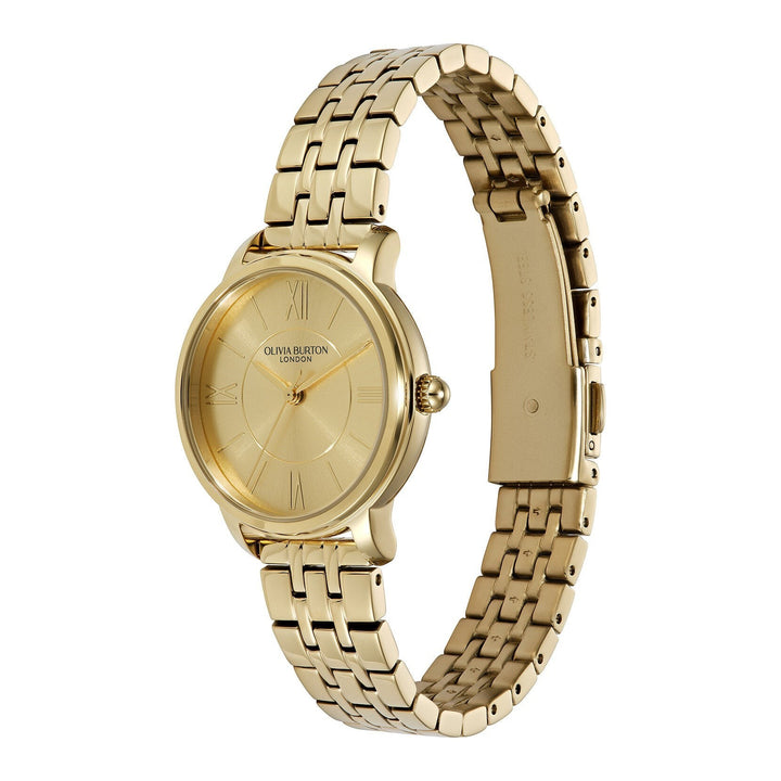 Niche Jewellery Olivia Burton Westbourne watch with a champagne dial and gold-tone stainless steel bracelet strap.