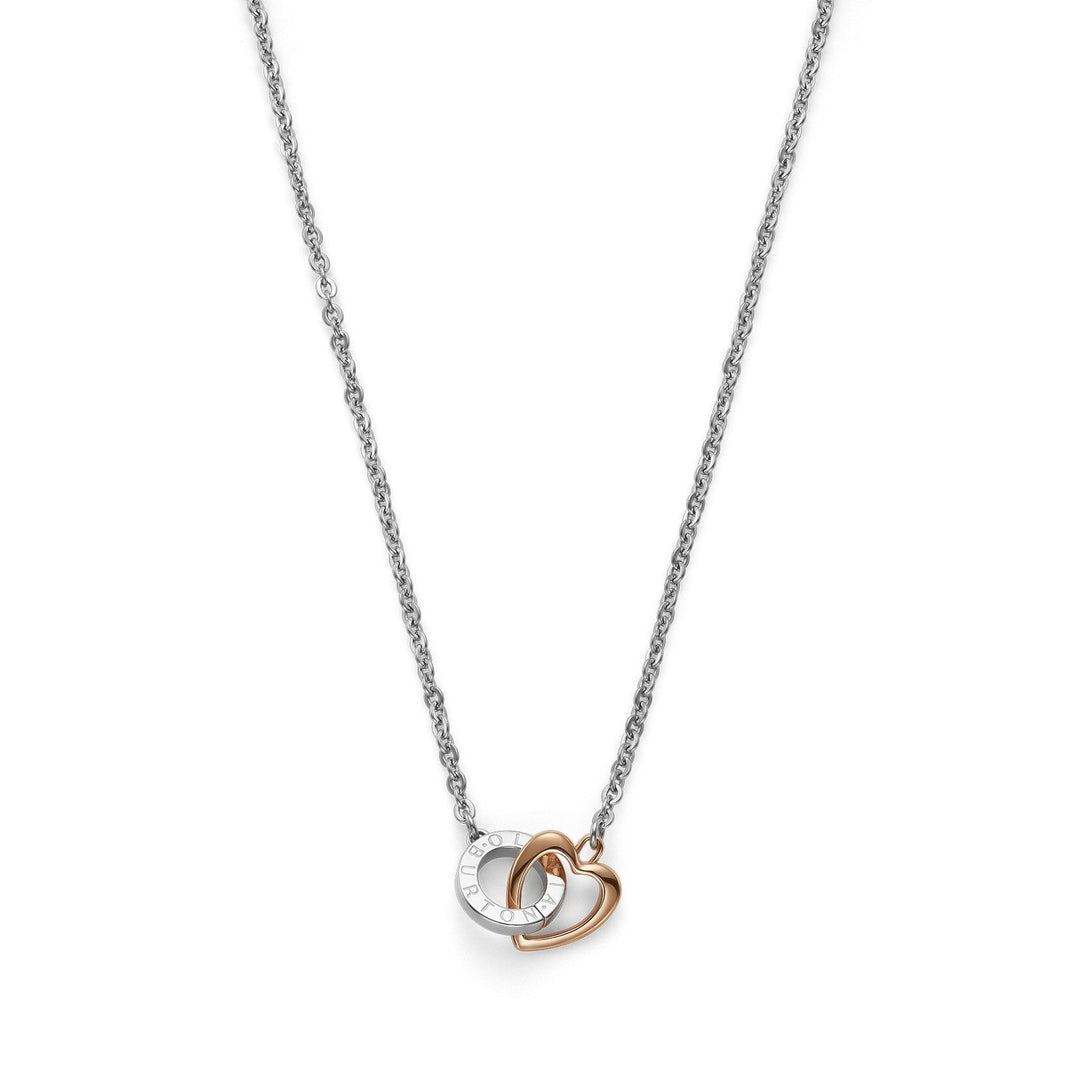 Niche Jewellery Olivia Burton Kindred interlinking heart necklace in silver and rose gold plated metal