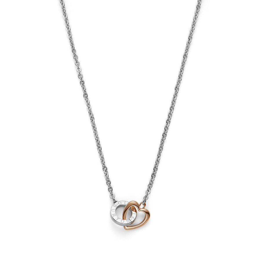 Niche Jewellery Olivia Burton Kindred interlinking heart necklace in silver and rose gold plated metal