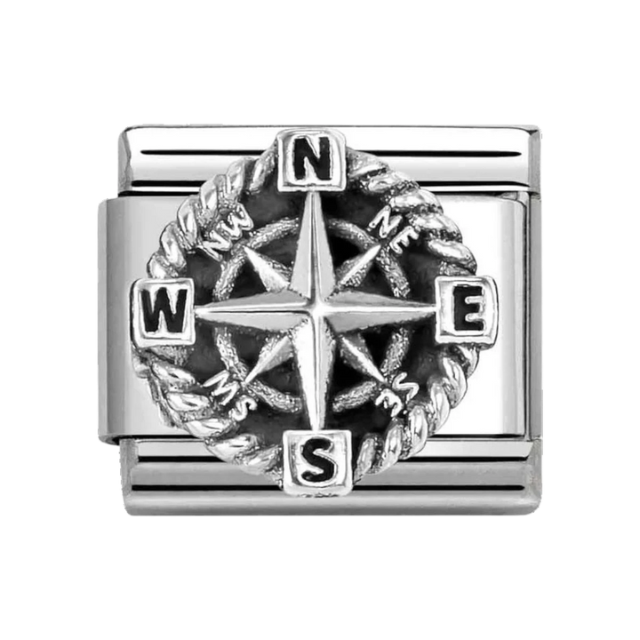 Niche Jewellery Nomination silver oxidised stainless steel compass charm for a composable bracelet