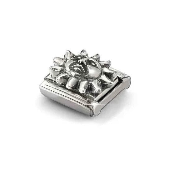 Niche Jewellery Nomination silver oxidised sun charm in stainless steel for a classic charm bracelet