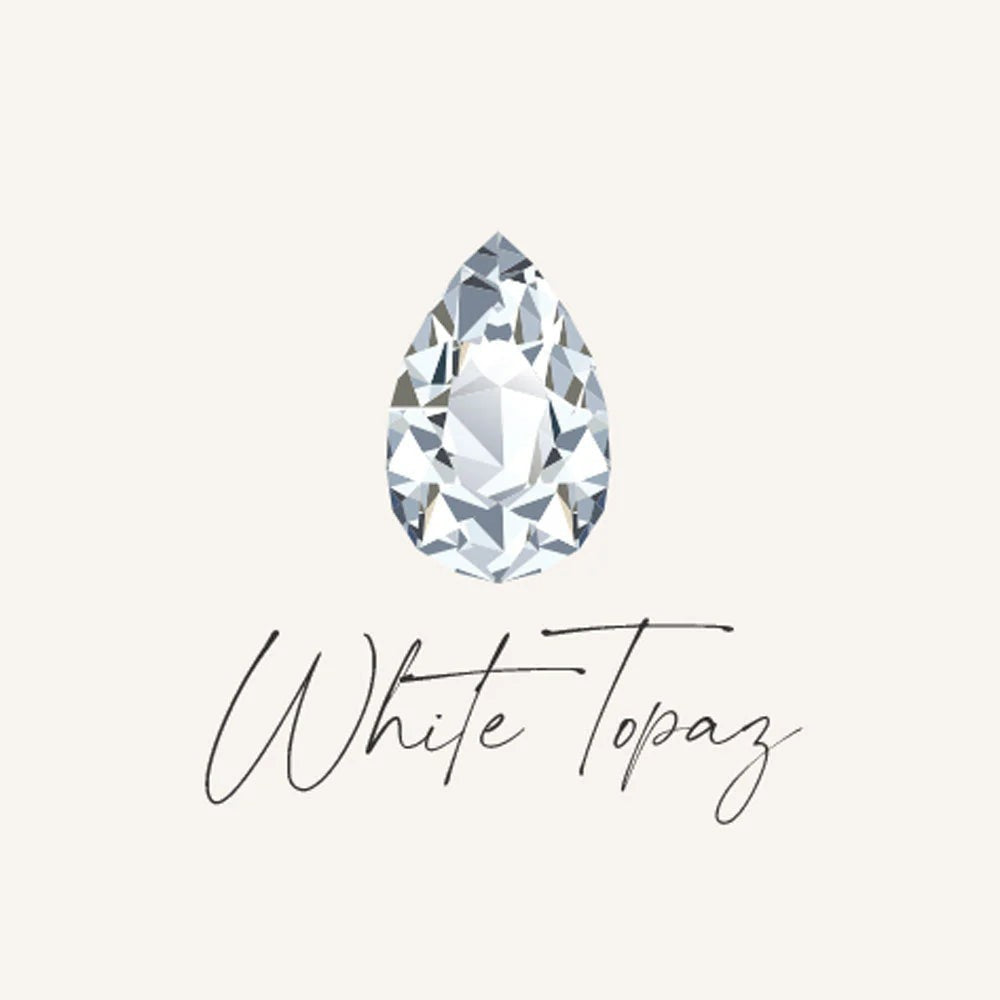 Niche Jewellery Charlotte's Web pear-shaped white topaz gemstone with diamond-like clarity for April birthstone necklace
