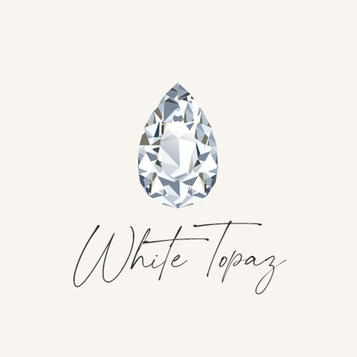 Niche Jewellery Charlotte's Web pear-shaped white topaz gemstone with diamond-like clarity for April birthstone necklace