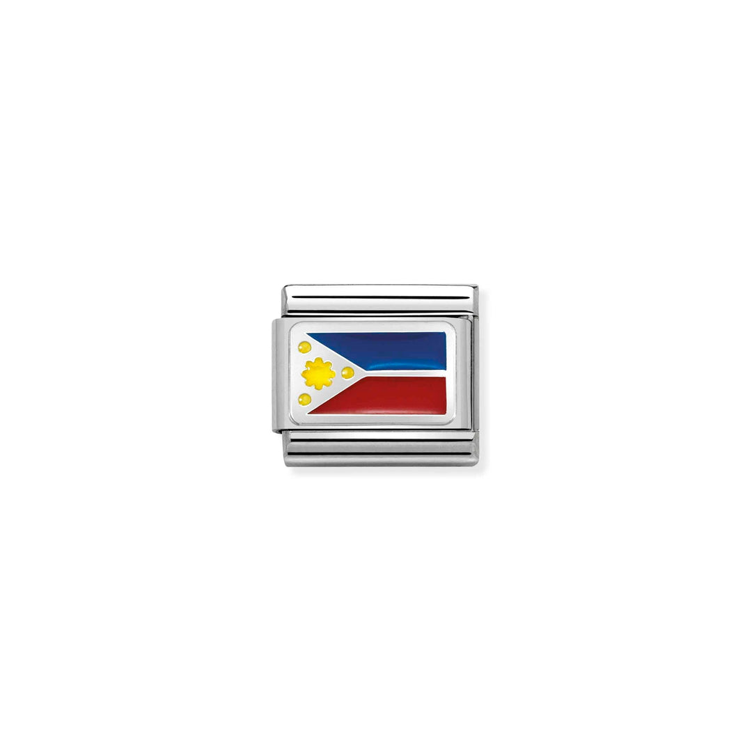 Niche Jewellery Nomination Classic charm featuring the Philippines flag in enamel on sterling silver and steel.