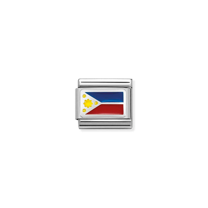 Niche Jewellery Nomination Classic charm featuring the Philippines flag in enamel on sterling silver and steel.