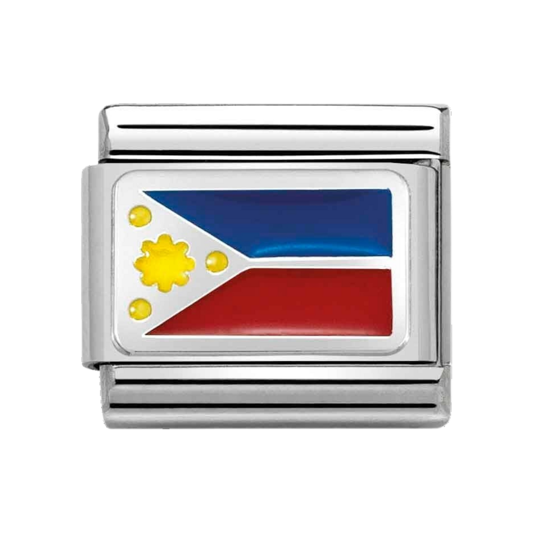 Niche Jewellery Nomination Classic charm featuring the Philippines flag in enamel on sterling silver and steel.