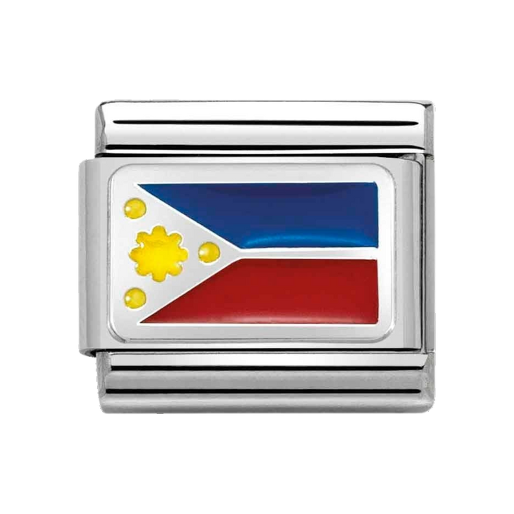 Niche Jewellery Nomination Classic charm featuring the Philippines flag in enamel on sterling silver and steel.